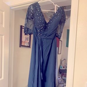 Mother of the bride gown. Beautiful gown in Dark Navy Blue sheath style